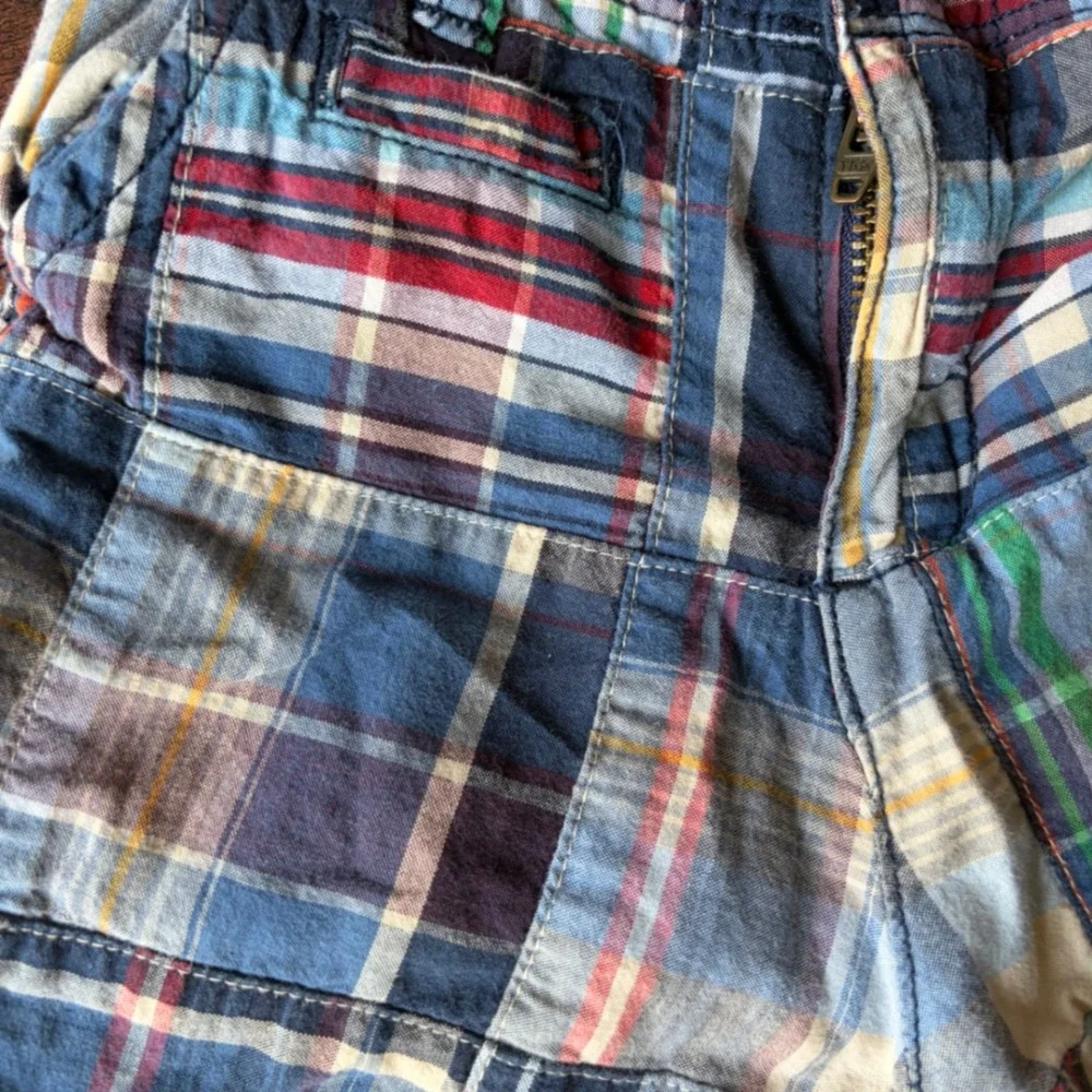 Childrens Place Boys Patchwork‎ Plaid Madras Shorts Blue Red 18-24 Months